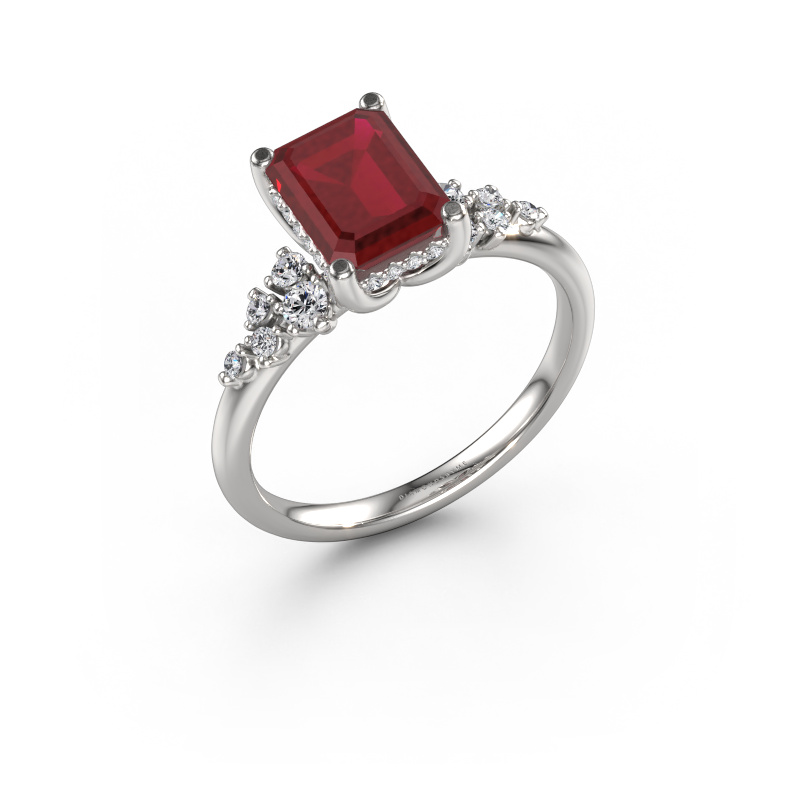 Image of Engagement ring Emma EME 950 platinum Ruby 8x6 mm