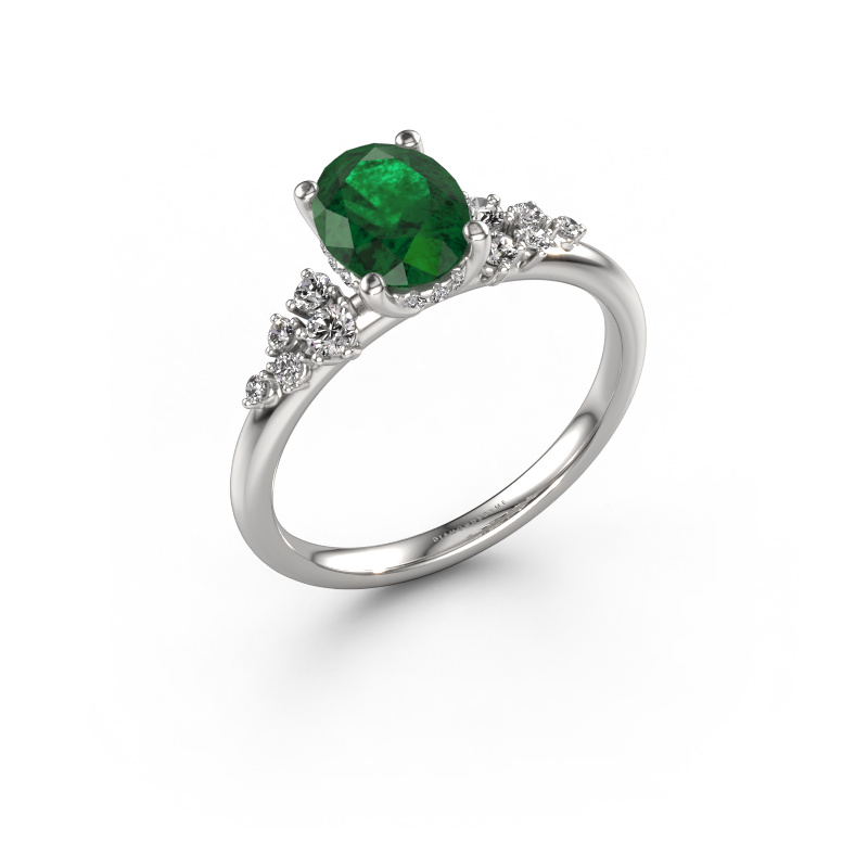 Bild von Verlobungsring Emma OVL 950 Platin Smaragd 8x6 mm