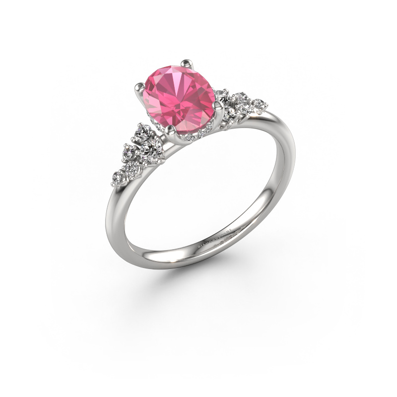 Bild von Verlobungsring Emma OVL 950 Platin Pink Saphir 8x6 mm