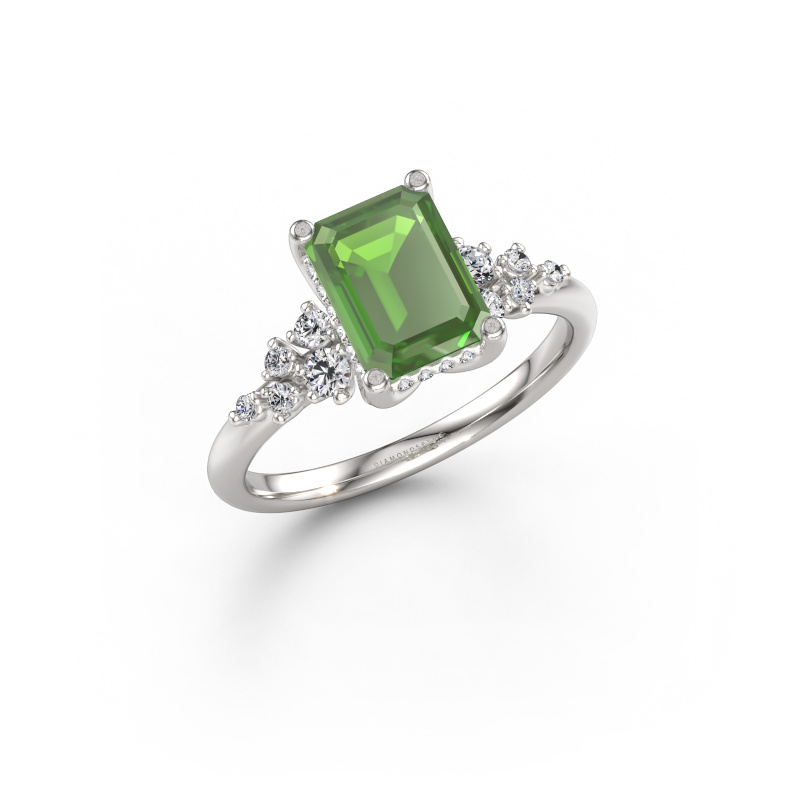Immagine di Anello di fidanzamento Emma EME 950 platino Tormalina verde 8x6 mm