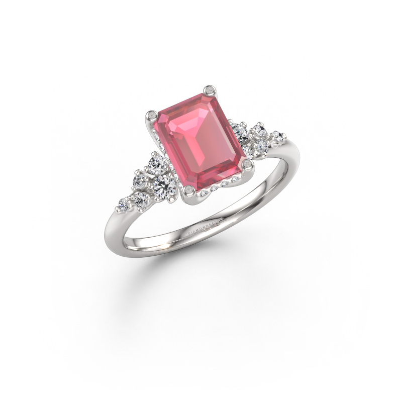 Immagine di Anello di fidanzamento Emma EME 585 oro bianco Tormalina rosa 8x6 mm