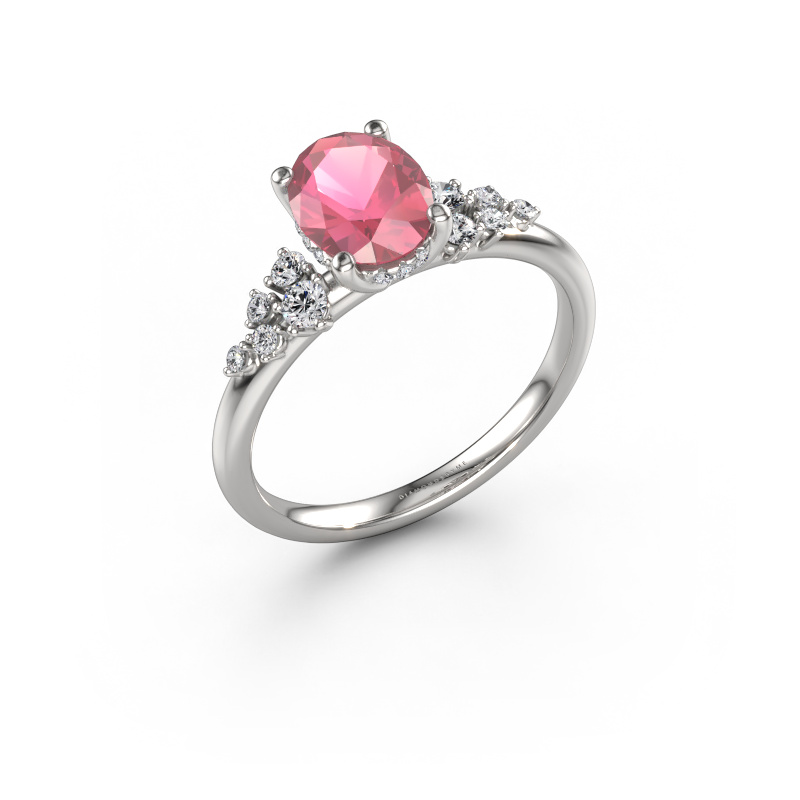 Afbeelding van Verlovingsring Emma OVL 950 platina Toermalijn pink 8x6 mm