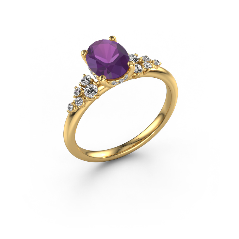 Bild von Verlobungsring Emma OVL 585 Gold Amethyst 8x6 mm