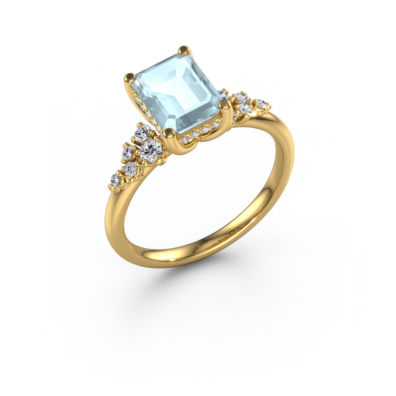 Image of Engagement ring Emma EME 585 gold Aquamarine 8x6 mm