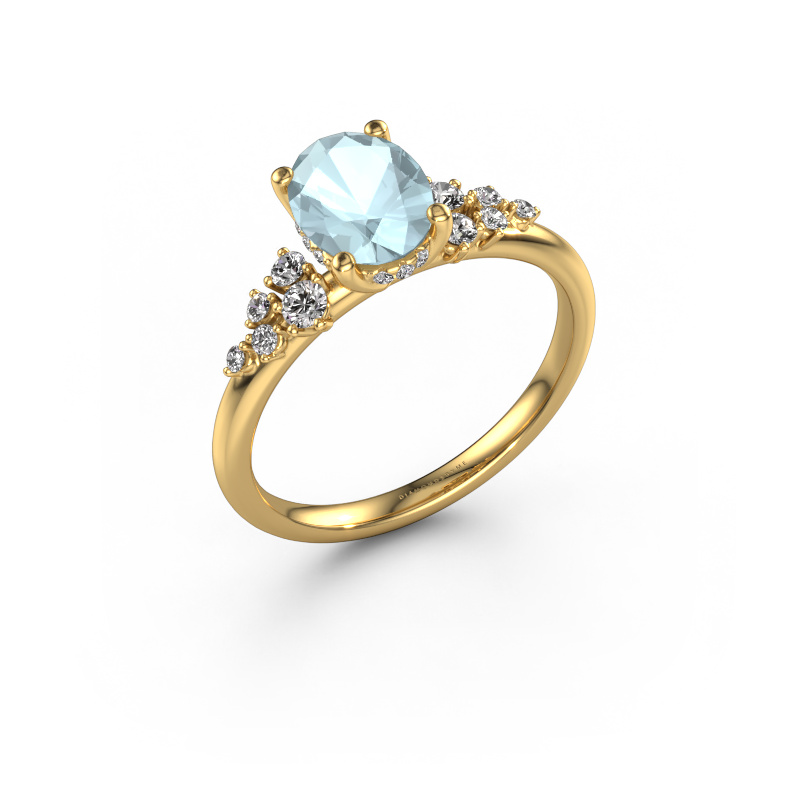 Bild von Verlobungsring Emma OVL 585 Gold Aquamarin 8x6 mm