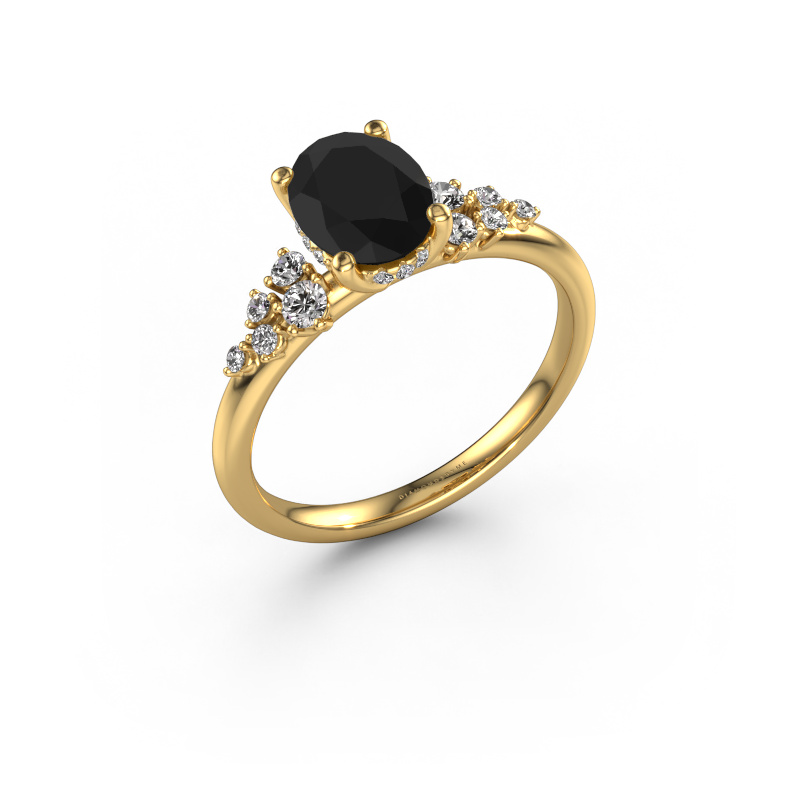 Image of Engagement ring Emma OVL 585 gold Black diamond 1.649 crt