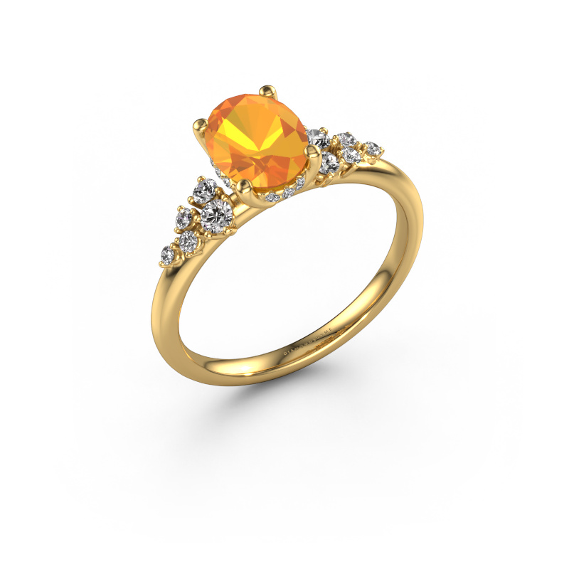 Image of Engagement ring Emma OVL 585 gold Citrin 8x6 mm