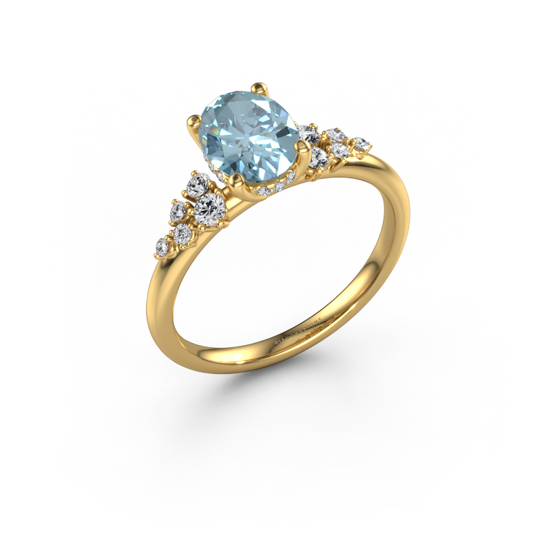 Bild von Verlobungsring Emma OVL 585 Gold Blauer Labordiamant 8x6 mm