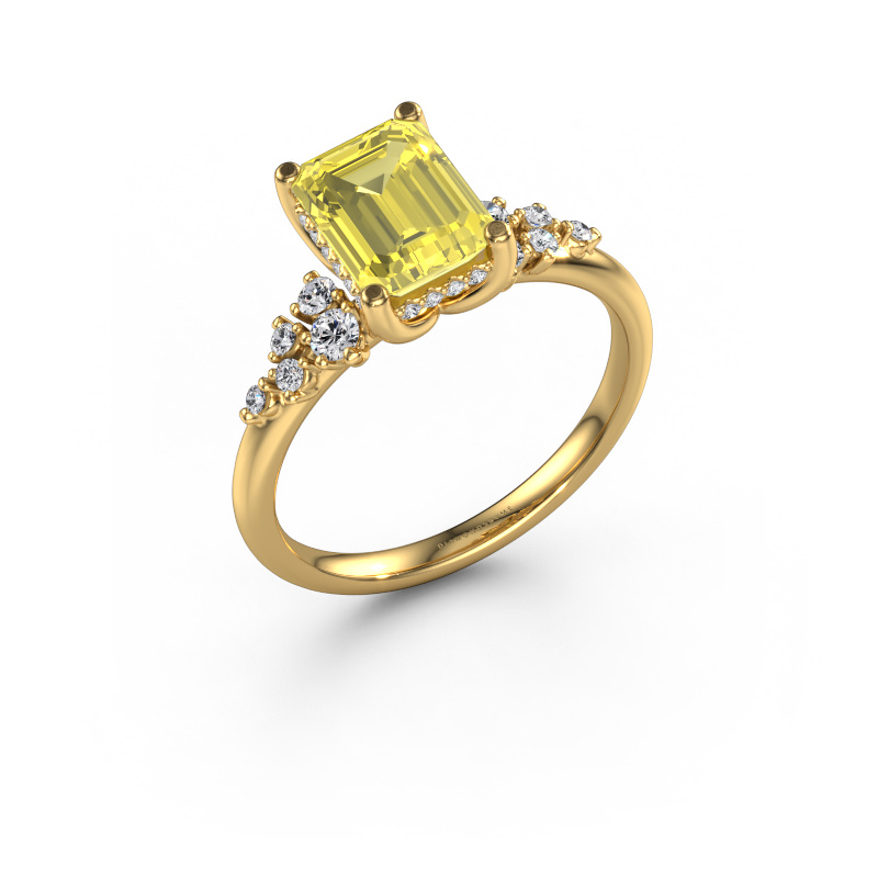 Image de Bague de fiançailles Emma EME 585 or jaune Diamants synthétiques jaune 8x6 mm