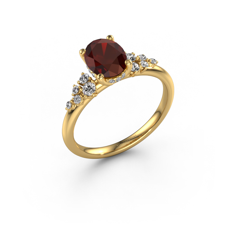 Image of Engagement ring Emma OVL 585 gold Garnet 8x6 mm