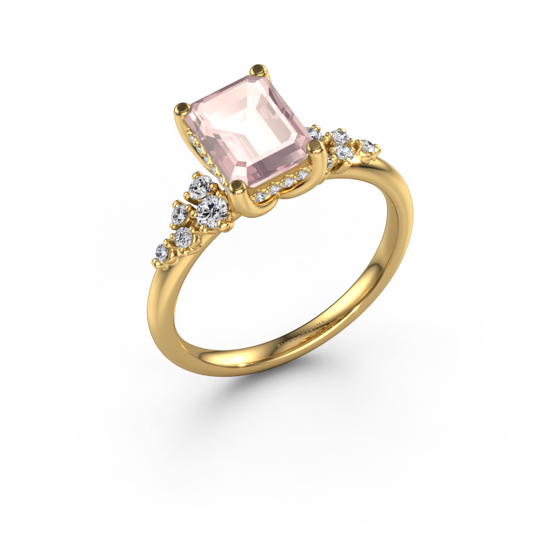 Image of Engagement ring Emma EME 585 gold Morganite champagne 8x6 mm