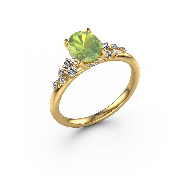 Image of Engagement ring Emma OVL 585 gold Peridot 8x6 mm