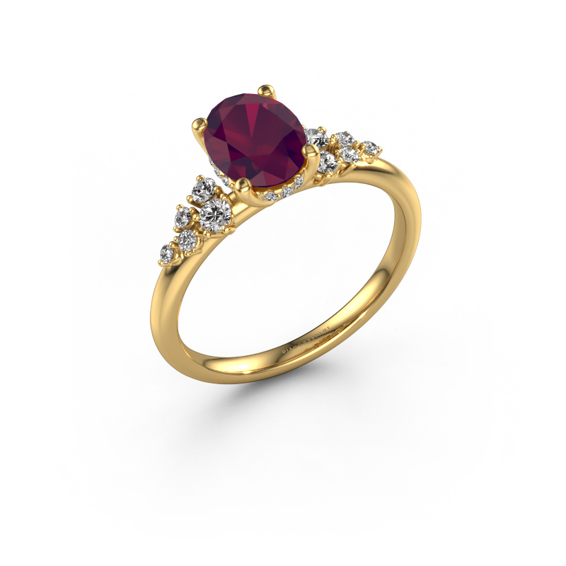 Image of Engagement ring Emma OVL 585 gold Rhodolite 8x6 mm