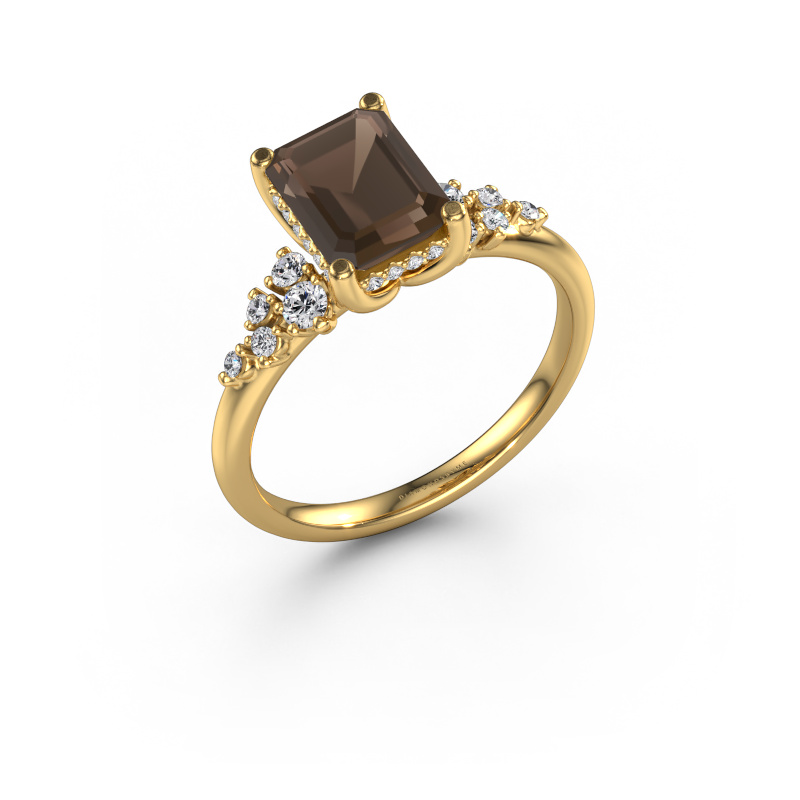 Image of Engagement ring Emma EME 585 gold Smokey quartz 8x6 mm