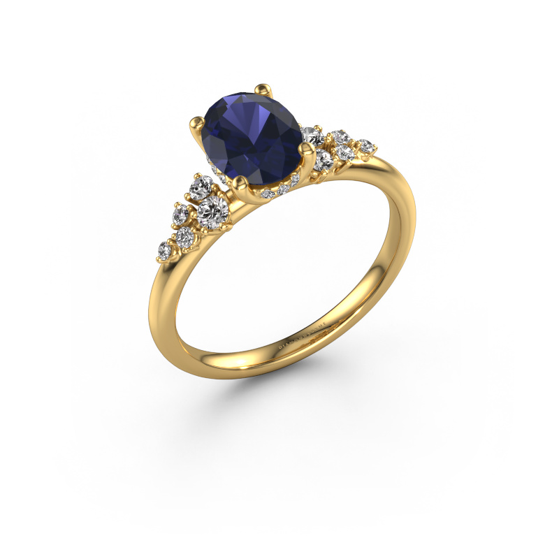Bild von Verlobungsring Emma OVL 585 Gold Saphir 8x6 mm