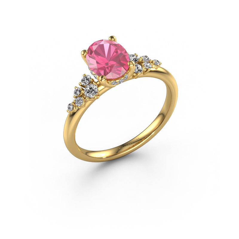 Image de Bague de fiançailles Emma OVL 585 or jaune Saphir rose 8x6 mm