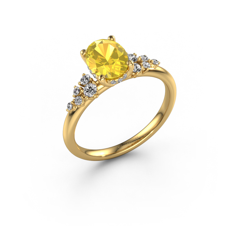 Bild von Verlobungsring Emma OVL 585 Gold Gelb Saphir 8x6 mm