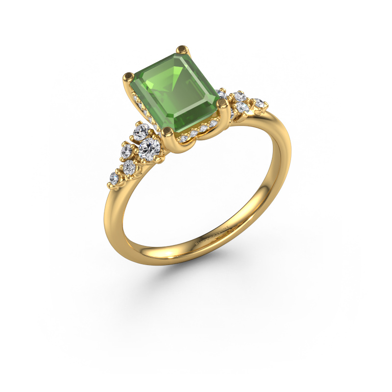 Image de Bague de fiançailles Emma EME 585 or jaune Vert tourmaline 8x6 mm