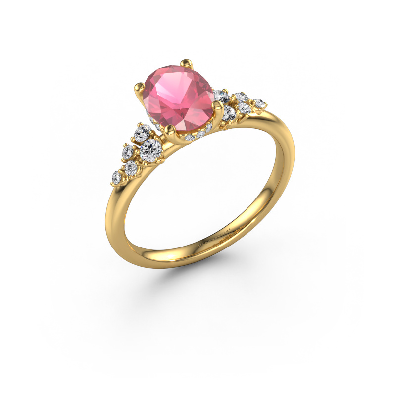 Image of Engagement ring Emma OVL 585 gold Tourmaline pink 8x6 mm