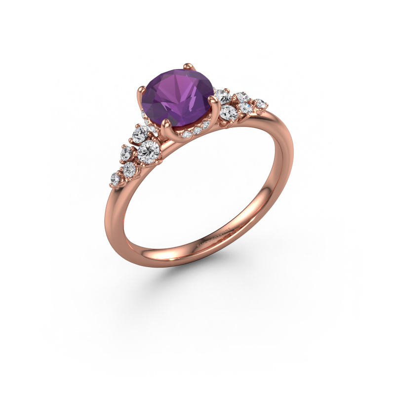 Image of Engagement ring Emma RND 585 rose gold Amethyst 6.5 mm