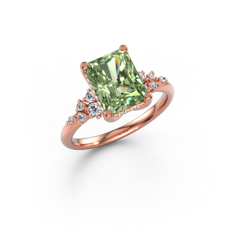 Immagine di Anello di fidanzamento Emma RAD 585 oro rosa Diamante lab grown verde 9x7 mm