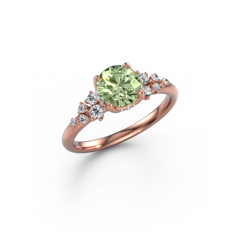 Image of Engagement ring Emma RND 585 rose gold Green lab grown diamond 6.5 mm
