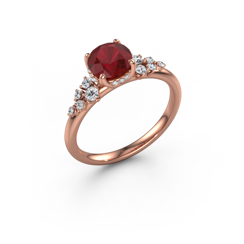 Image of Engagement ring Emma RND 585 rose gold Ruby 6.5 mm
