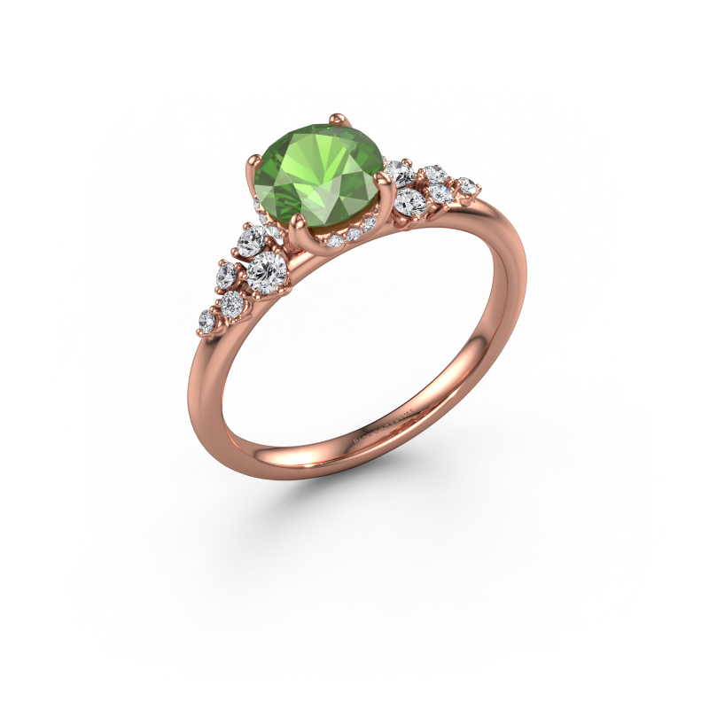 Afbeelding van Verlovingsring Emma RND 585 rosé goud Toermalijn groen 6.5 mm