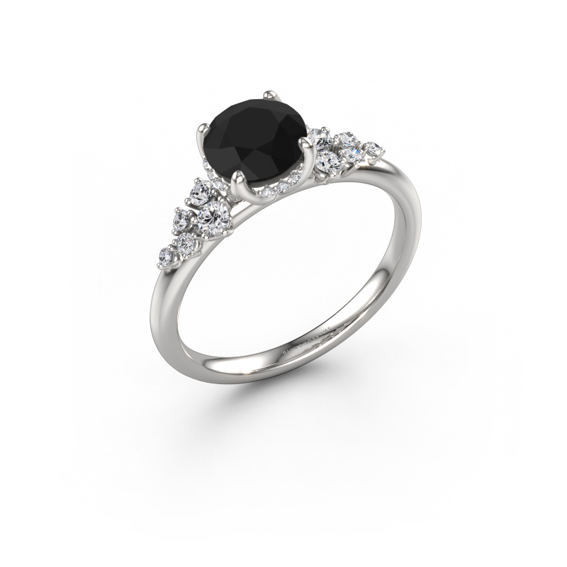 Image of Engagement ring Emma RND 585 white gold Black diamond 1.551 crt