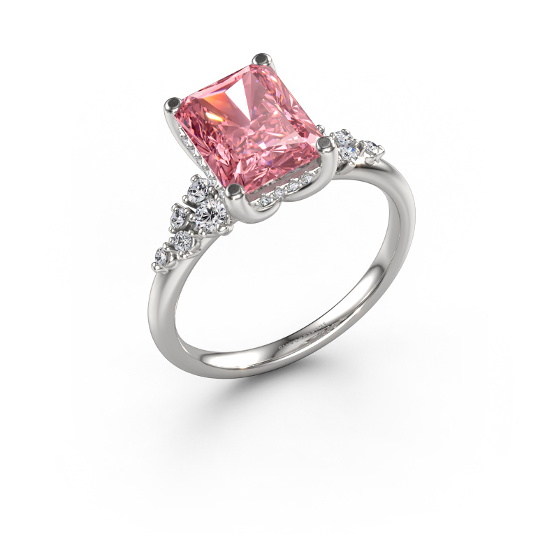 Image of Engagement ring Emma RAD 950 platinum Pink lab grown diamond 9x7 mm