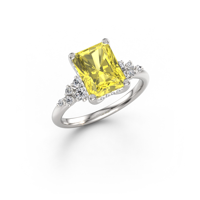 Image of Engagement ring Emma RAD 950 platinum Yellow lab grown diamond 9x7 mm