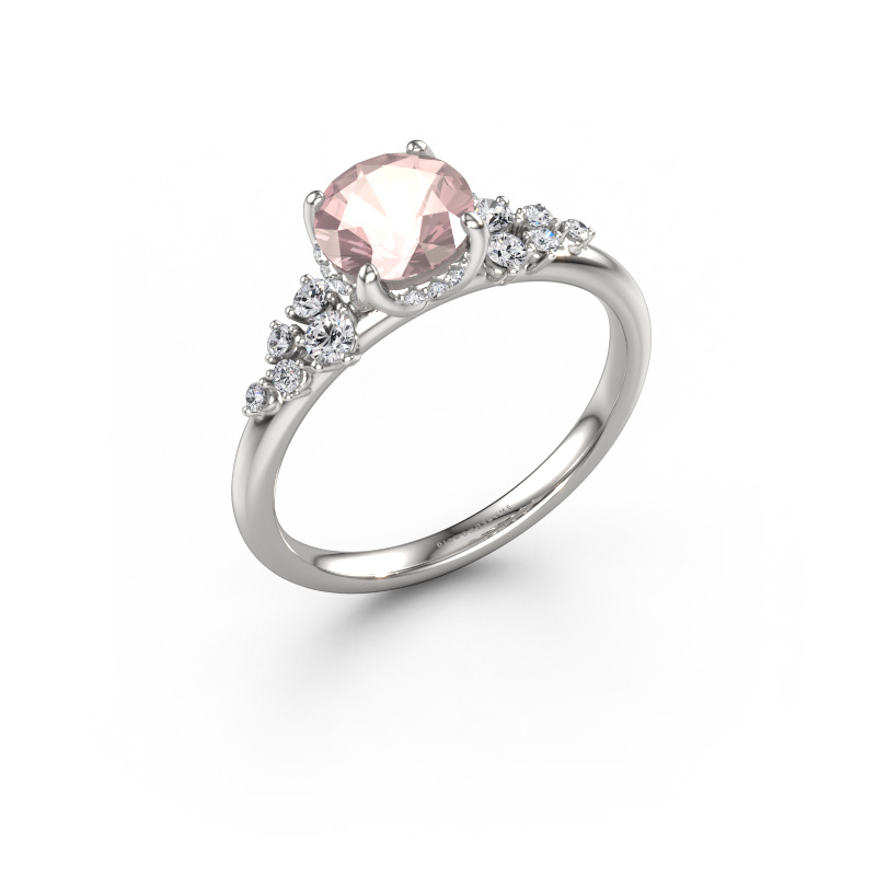 Image de Bague de fiançailles Emma RND 585 or blanc Champagne morganite 6.5 mm