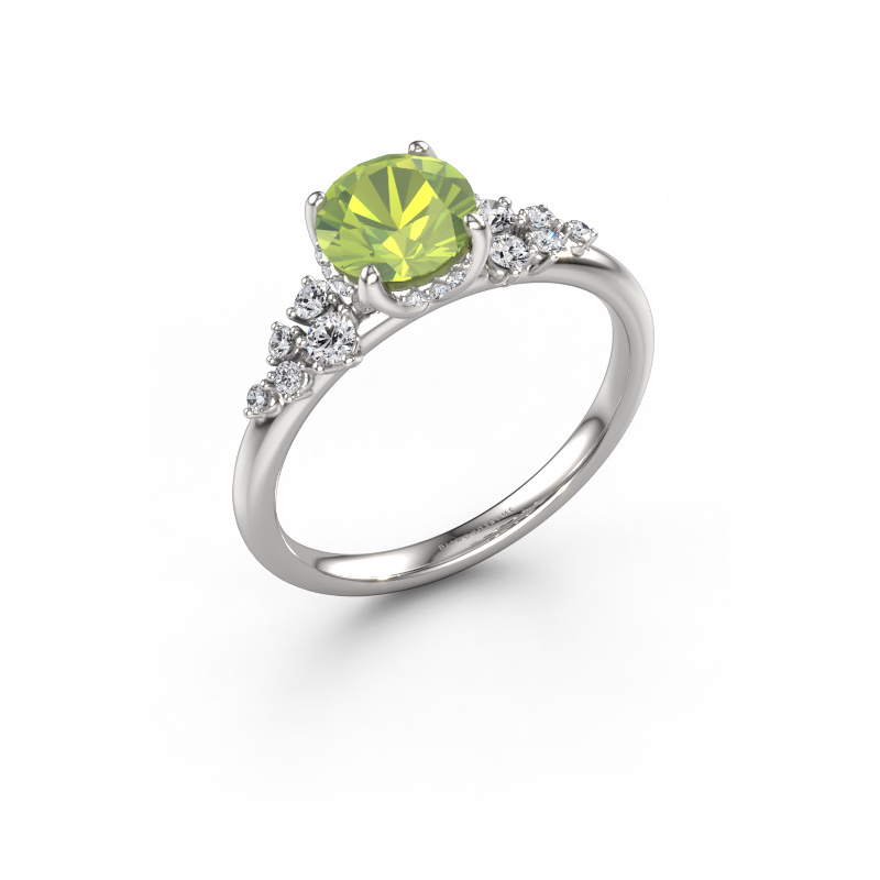 Image of Engagement ring Emma RND 585 white gold Peridot 6.5 mm