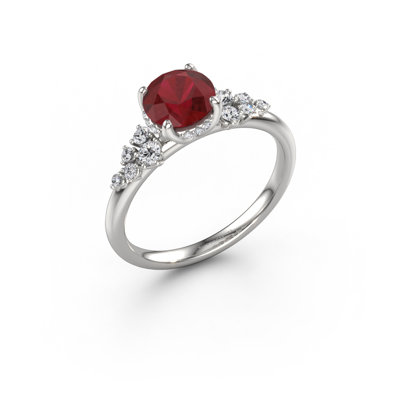 Image of Engagement ring Emma RND 950 platinum Ruby 6.5 mm
