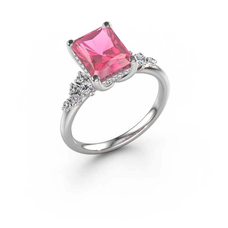 Bild von Verlobungsring Emma RAD 585 Weißgold Pink Saphir 9x7 mm