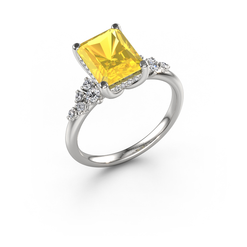 Image of Engagement ring Emma RAD 950 platinum Yellow sapphire 9x7 mm