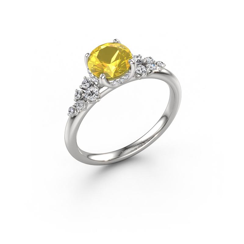 Image of Engagement ring Emma RND 585 white gold Yellow sapphire 6.5 mm
