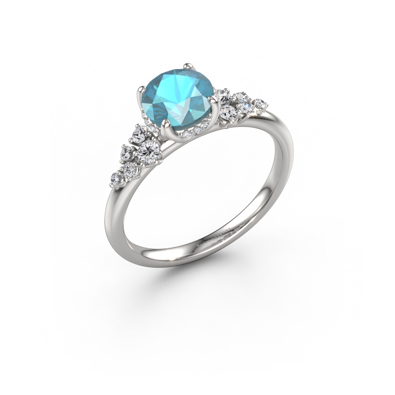 Image de Bague de fiançailles Emma RND 585 or blanc Topaze bleue 6.5 mm