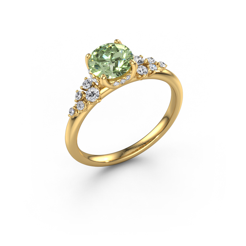 Image of Engagement ring Emma RND 585 gold Green lab grown diamond 6.5 mm