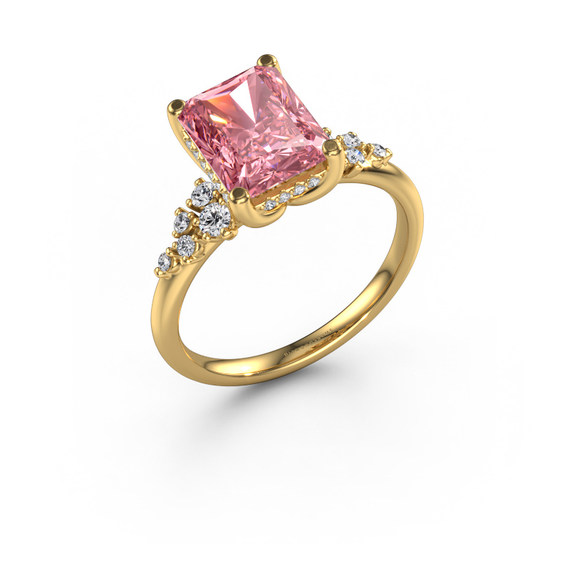 Image of Engagement ring Emma RAD 585 gold Pink lab grown diamond 9x7 mm