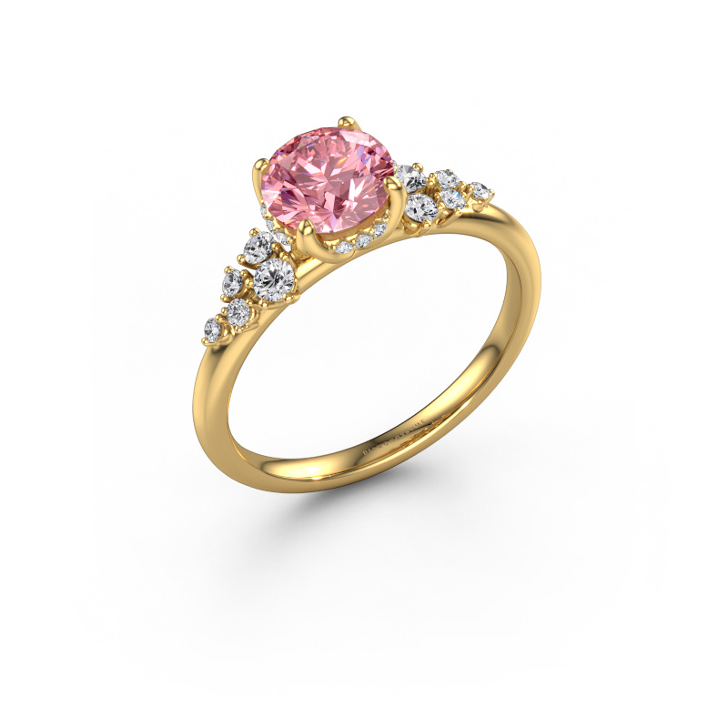 Image of Engagement ring Emma RND 585 gold Pink lab grown diamond 6.5 mm