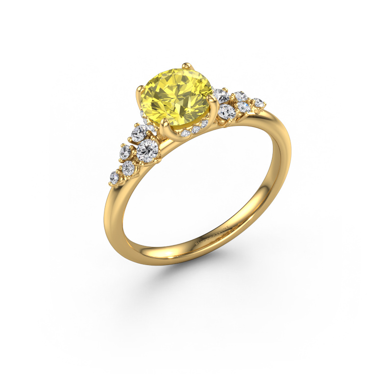 Image de Bague de fiançailles Emma RND 585 or jaune Diamants synthétiques jaune 6.5 mm