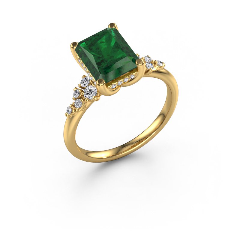Image of Engagement ring Emma RAD 585 gold Emerald 9x7 mm