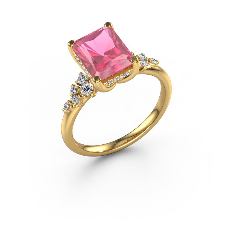 Image of Engagement ring Emma RAD 585 gold Pink sapphire 9x7 mm