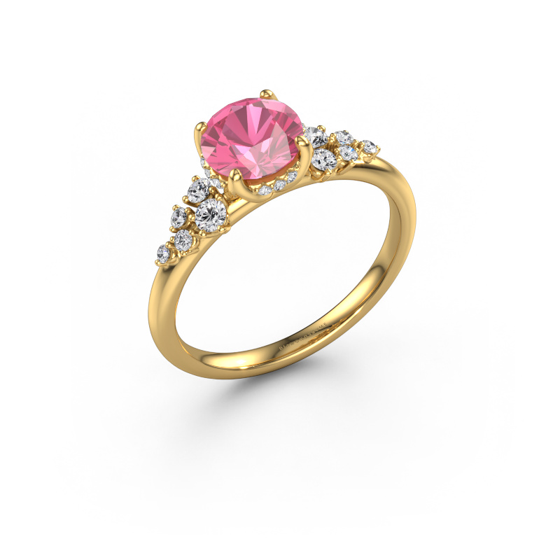 Image de Bague de fiançailles Emma RND 585 or jaune Saphir rose 6.5 mm