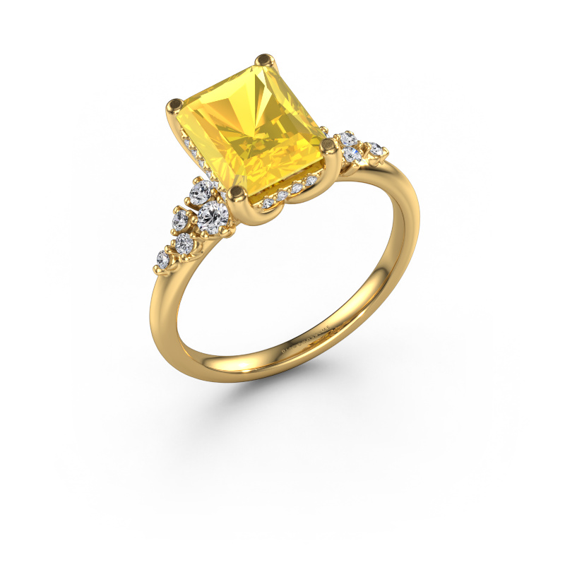 Image de Bague de fiançailles Emma RAD 585 or jaune Saphir jaune 9x7 mm