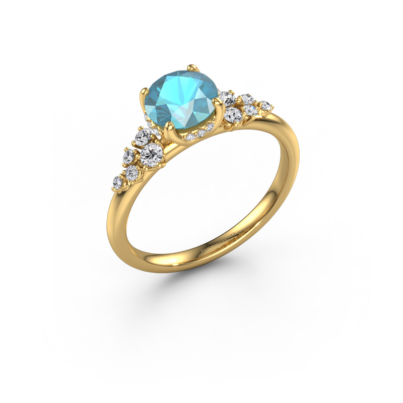 Image de Bague de fiançailles Emma RND 585 or jaune Topaze bleue 6.5 mm