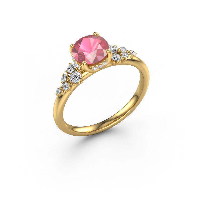 Image de Bague de fiançailles Emma RND 585 or jaune Rose tourmaline 6.5 mm