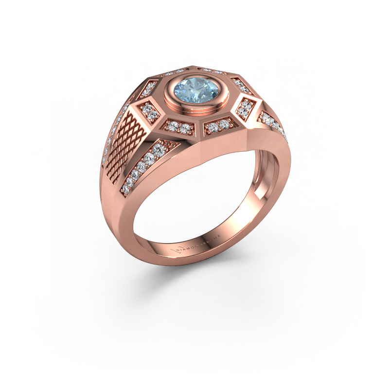 Image of Men's ring Enzo 585 rose gold Blue lab grown diamond 5 mm