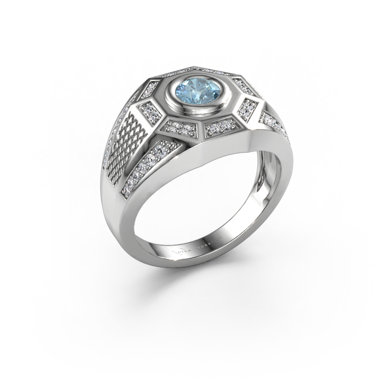 Image of Men's ring Enzo 950 platinum Blue lab grown diamond 5 mm